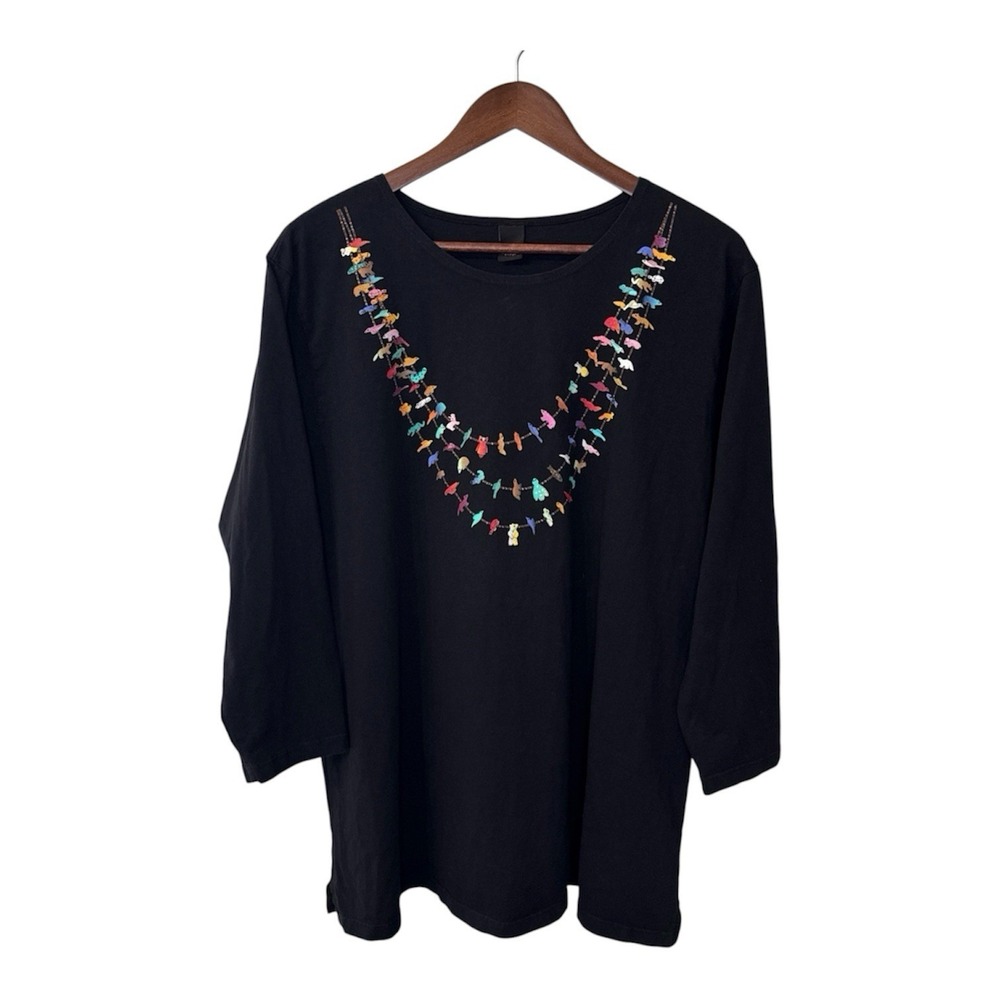 Sabaku Fetish Necklace top women's XL black colorful animal southwest bohemian